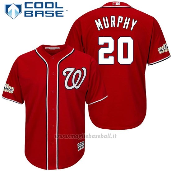 Maglia Baseball Uomo Washington Nationals 2017 Postseason Daniel Murphy Scarlet Cool Base